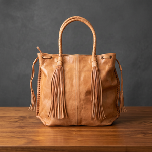 Sac fourre-tout unisexe en toile avec franges, style classique, poignée souple, durable, fabriqué à la main, roulettes pivotantes - Product Image 3
