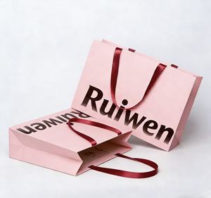 Sac en papier kraft noir et rose personnalisé de luxe, imprimé en couleur, pour vêtements, cadeaux, bijoux, emballage de vente au détail, avec logo - Product Image 5