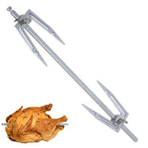Fourchette à poulet rôti pour broche, accessoires de four et de rôtissoire, outils de cuisson en acier inoxydable pour barbecue - Product Image 1