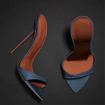 New arrival denim upper high heel sandal footwear lady shoes elegant high heels for woman