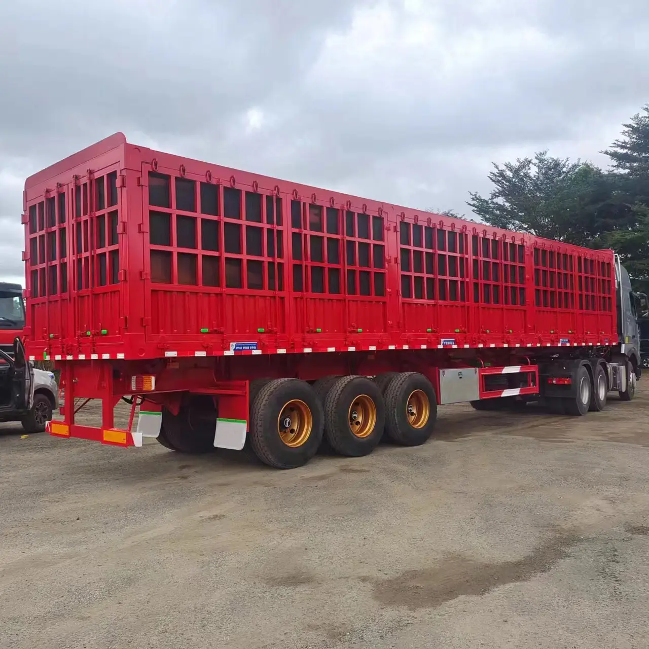 Reboque de trilho de prancha de 15 toneladas para transporte pesado, ferramenta de transporte de veículos, semi-reboque plano de trilho alto