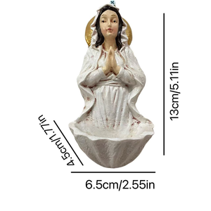 Porta Agua Bendita de Pared con Forma de Concha de Resina, Bicolor, con la Virgen María Orando, Accesorio Religioso Católico para Pared - Product Image 6