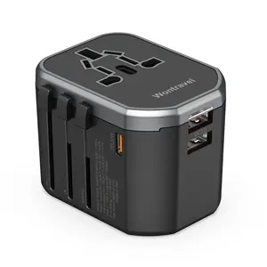 20W PD Universal World Travel Adapter 2 USB 3 Port Carregador Euro Plug UK Soquete Conversor Adaptador Inteligente