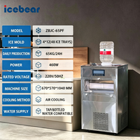 Machine à glaçons commerciale 2-en-1 de 65 kg/140 lb, compatible eau, type pulvérisation, en acier inoxydable pour bars et cafés