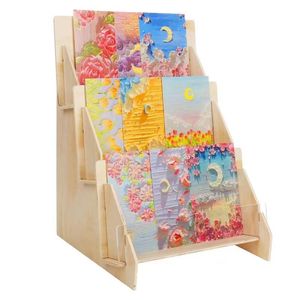 Wooden Multi Layer Magazine Rack 3 Tier <b>Desktop</b> Storage Organizer For Books And Magazines Solid Wood <b>Shelves</b> - Product Image 1