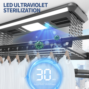 Smart Ceiling Clothes Rack With Led <b>Light</b> Remote Control Telescopic Metal Drying Rack For Balcony Laundry Storage - Product Image 4
