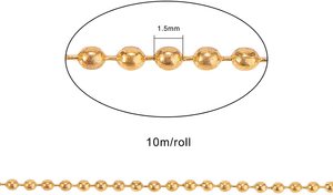 Chaîne à billes ronde en laiton plaqué or 14K/18K ROSA BESSIE, diamètre 1,5 mm, en rouleau - Product Image 2