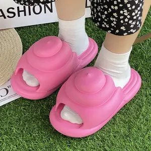 IDOIT Women's Ultra Soft Cartoon Cute Shit Moulding Slides Sandals Comfortable Summer Home Woman Platform Slippers