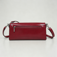 Sac à rabat en cuir brillant rouge vif, forme rectangulaire, bandoulière réglable, sac à bandoulière quotidien