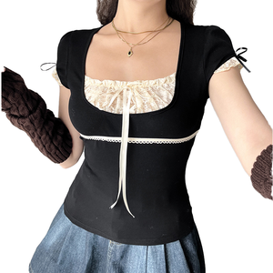 T-<span class=keywords><strong>shirt</strong></span> pour <span class=keywords><strong>femme</strong></span> à manches courtes en fibre de polyester, <span class=keywords><strong>col</strong></span> <span class=keywords><strong>rond</strong></span> - Product Image 1