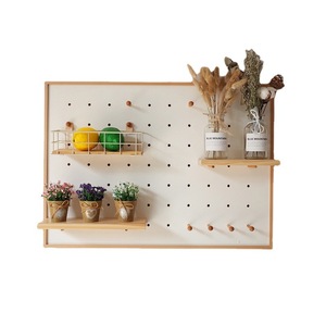 Wooden Pegboard Wall <b>Shelf</b> Rectangle <b>Adjustable</b> Storage Rack Nordic Style Kitchen Organization - Product Image 5