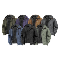 Blouson à capuche pour homme, 900 GSM, doublure polaire épaisse, extérieur en toile, coupe ample, multi-poches, vente en gros usine, vêtement d'extérieur décontracté, personnalisable, résistant à la chaleur