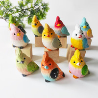 Petits animaux en bois peints à la main, décoration d'oiseaux, figurines d'oiseaux sculptées pour la maison, artisanat en bois, boîtes en bois, enseignes murales