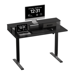 Escritorio de pie de oficina de ordenador ajustable automático de altura de motor único eléctrico de gama alta personalizado de fábrica con dos cajones - Product Image 1