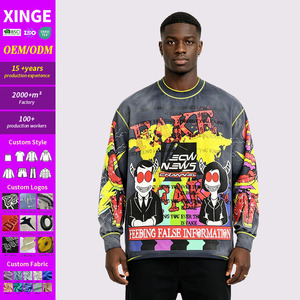 Camiseta de Manga Larga Oversize Personalizada de Estilo Urbano OEM, 100% Algodón Ecológico de 280g, con Estampado Gráfico, para Hombre - Product Image 1