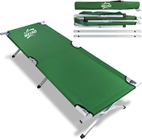 Lit de Camp Pliant Lit de Couchage Réglable Pliable Portable Simple pour Camping en Extérieur
