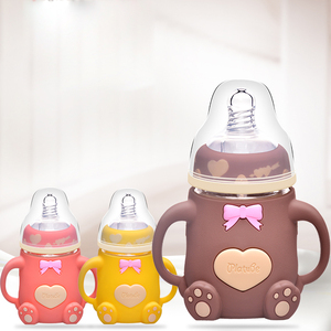 Diseño de cartón bebé Anti-Colic de alimentación de vidrio de botella de leche con soporte de silicona protectora de manga - Product Image 3
