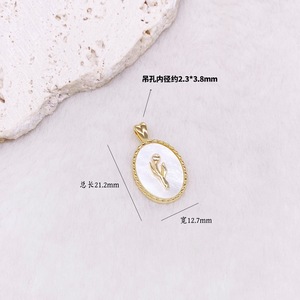 Pendentif ovale plaqué or avec breloque feuille, bijoux à thème classique pour la création de bijoux DIY, pendentifs de mode unisexe - Product Image 6