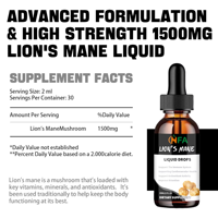 Prix Réduit : Gouttes Liquides de Crinière de Lion 1500mg – Soutien Cardiovasculaire pour Adultes – Complément à Base de Champignons