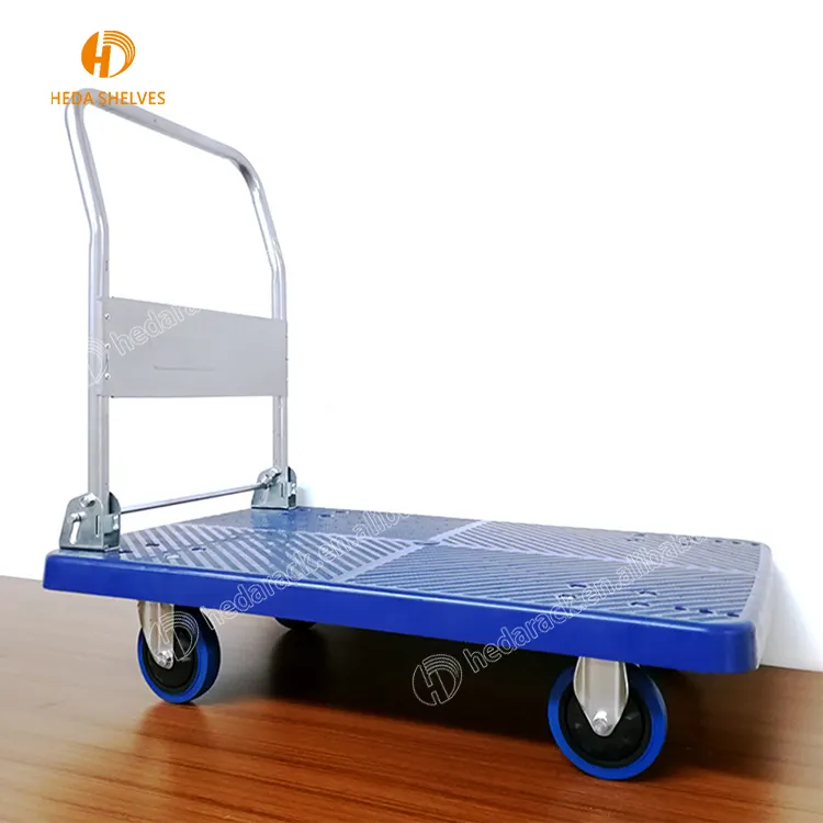 Rvs 300Kg Mute Opvouwbare Hand Platform Kar Vouwen Zware Industriële Trolleys