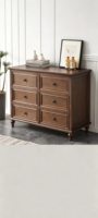 Commode à 5 tiroirs en bois de pin massif de style américain, meuble de rangement vintage moderne multifonctionnel pour chambre à coucher et salon