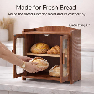 Boîte à pain en bambou avec poignée, tiroir de rangement anti-poussière, armoire de rangement multifonctionnelle pour le pain, pour la cuisine - Product Image 2