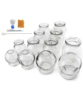 12 Tassen chinesisches Vakuum-Glas-Becher-Set Körpermassage Therapie gesunde Saugung medizinisches Glas Becher