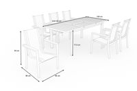 Table de salle à manger extensible de luxe AJUNION pour l'extérieur, structure en aluminium, plateau en bois de teck, 180 cm à 240 cm