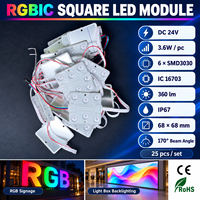 Module LED carré, module LED numérique, module LED programmable, IC 16703, DC24V, 360lm, lentille 170 degrés pour éclairage de signalisation à changement de couleur