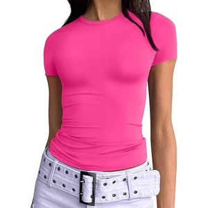Camiseta Ajustada de Manga Corta/Larga para Mujer, Estilo Casual, para Primavera/Verano - Product Image 5