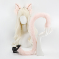 Ensemble d'accessoires de cosplay Lolita Fursuit fait main avec bandeau oreilles de renard en fourrure, queue et gants pattes de chat pour Anime Comic Con et fêtes
