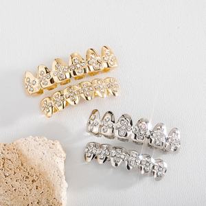 Nouveau Micro <span class=keywords><strong>Strass</strong></span> Glacé Dents Grillz pour Dents Hommes Femmes Bling Ensemble de Bijoux Plaqué Or Hip Hop Piercing Pave Zircon Grills - Product Image 3