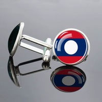 Boutons de manchette en métal avec surface en verre bombé, imprimé drapeau de l'Afrique du Sud, motif de cérémonie et drapeaux de pays, bijou ornemental, cadeau
