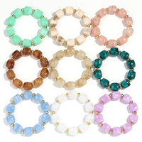 Bracelet Élastique Perlé Tendance Effet Marbré à Couleurs Dégradées, Breloque Originale et Mode pour Cadeaux