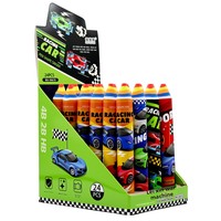 Nouvelles gommes cylindriques en caoutchouc en forme de stylo pour la course, modèle Thunder Chariot Chips, fournitures scolaires pour étudiants, vente en gros, 24 pièces
