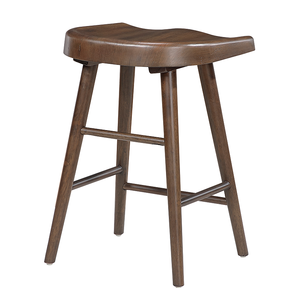 Brown Finish Modern Counter Height <b>Stools</b> <b>Set</b> of 2 Saddle Seat Sturdy Wood Frame Furniture for Hotel Dining Ergonomic Design - Product Image 2