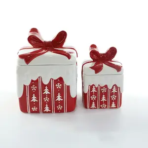 陶瓷定制礼品盒圣诞树圆形密闭罐饼干罐糖果咖啡茶家用储物罐