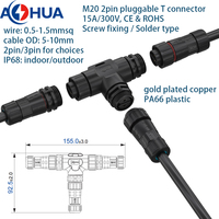 AOHUA Câble d'alimentation LED 2 broches, séparateur mâle-femelle, prise étanche T, 1 à 2
