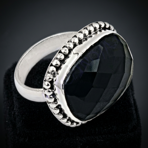 Bague Cocktail Art Palace en Onyx Noir, Argent Sterling 925 Plaqué Rhodium, Sertissage Clos, Style Bohème, Certifiée par un tiers, Unisexe - Product Image 4