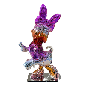 Nouveauté CLF 40CM Statue en résine Canards de dessin animé Candy, finition chromée brillante, style <span class=keywords><strong>Donald</strong></span> et <span class=keywords><strong>Daisy</strong></span> Duck, peinte à la main, Noël - Product Image 1
