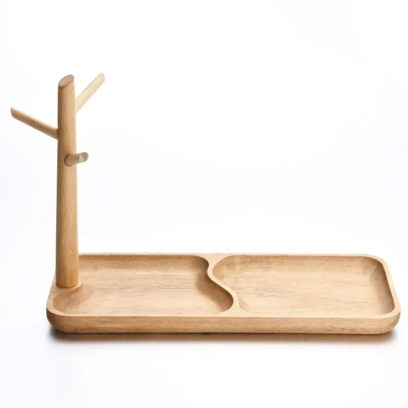 Hot Sales Creative Decoration Solid Beech Wood Key holder Key Perfume Tray Jewelry Plate Wood Table Organizer Tray