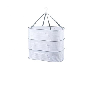 Séchoir à <span class=keywords><strong>linge</strong></span> mural pliable double en tissu pratique et panier en filet pour salle de bain et rangement alimentaire - Product Image 2