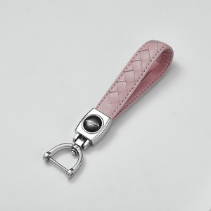 Porte-clés de voiture avec sangle en cuir, boucle en alliage de zinc en forme de fer à cheval A3924 - Product Image 4