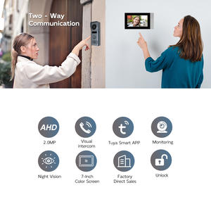 Système de vidéophone interphone avec écran tactile 7 pouces 1080P HD, 2 fils, WiFi, déverrouillage RFID, étanche IP65, application Tuya, sécurité domestique - Product Image 2