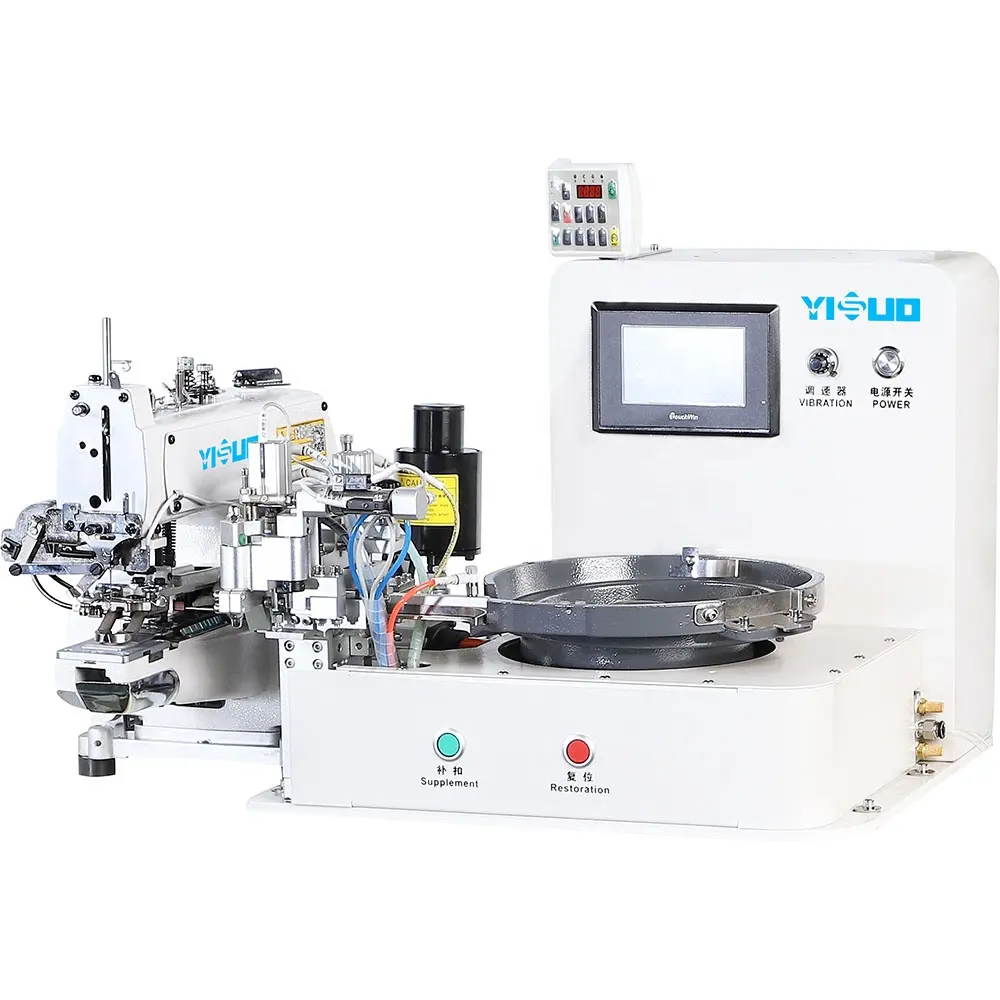 YS-968-373 Automatic Flat Button Sewing Machine for Fabric and Plastic Button Feeding Making Apparatus