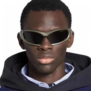 Lunettes de soleil confortables unisexes pour le sport en plein air, style montagne, tendance européenne Y2K, colorées, UV400, demi-cerclées, ovales - Product Image 1