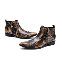 NA207 Bottes de mariage de luxe de style coréen, bottes de moto à bout pointu, bottes de cow-boy, chaussures pour hommes