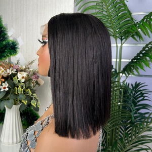 SDD 5x5 Bob <b>Wig</b> Vietnam Bone Straight 100% <b>Human</b> Hair Closure Glueless Short Bob <b>Wig</b> - Product Image 5