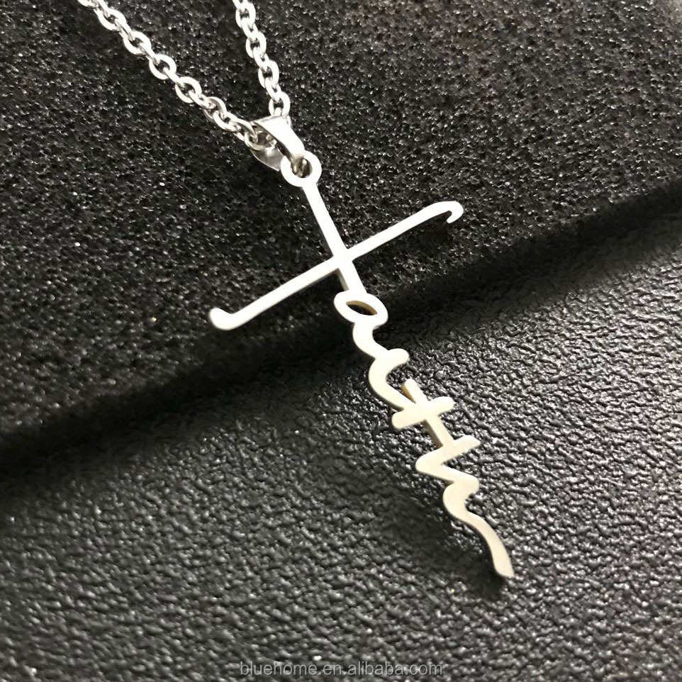 Neue Edelstahl Hoffnung Liebe Glaube Kreuz Anhänger Halskette Frauen Männer maßge schneiderte Glaube Halskette Geschenk