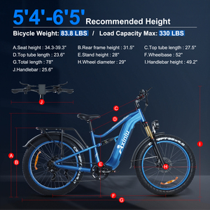 Vélo électrique <span class=keywords><strong>Aventon</strong></span> Power 26 pouces 750W 48V 19.4Ah, suspension intégrale, pneus larges, VTT EG-26A-01 26 pouces, suspension intégrale, vélo électrique EG-26A - Product Image 4